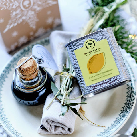 Gaveæske med citronolie og figenbalsamico olie & eddikesæt meli melo fra Oliviers & Co